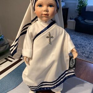 Mother Teresa Nun Doll, White and Blue Religious Doll